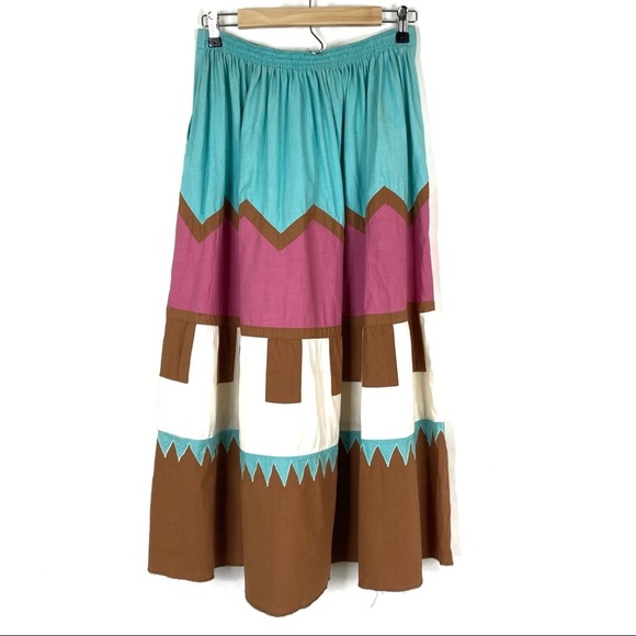 GirasolVintage Mexican Zig Zag Maxi Skirt 2